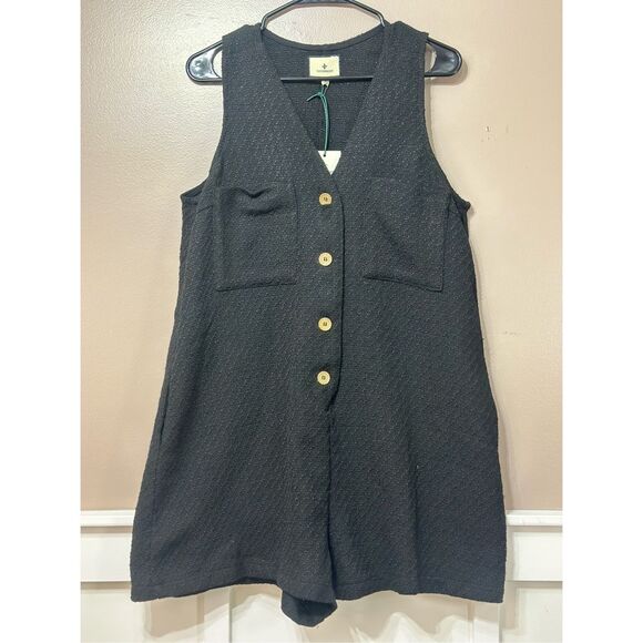 NWT TUCKERNUCK Black Textured Myla Effortless Chic Romper Women's Medium - Picture 5 of 14